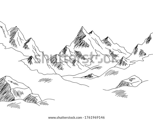 Glacier Mountains Hill Graphic Black White Stock Vector (Royalty Free ...