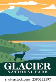 glacier national park with beautiful natural scenery