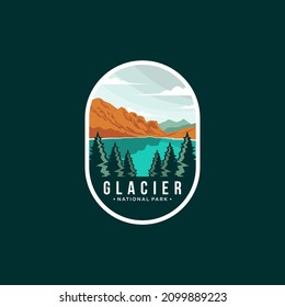 Glacier National Park Emblem patch logo illustration on dark background