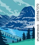 Glacier National Park and Kintla Lake in Montana United States WPA Poster Art Color