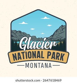 Glacier National Park, Montana - Design de camisetas de aventura para o turismo	