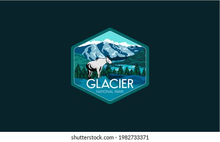 Glacier National Park vector illustration