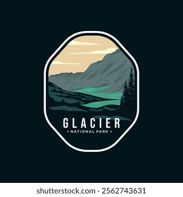 glacier national park vector patch emblem logo design