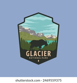 Glacier national park vintage logo vector symbol illustration design