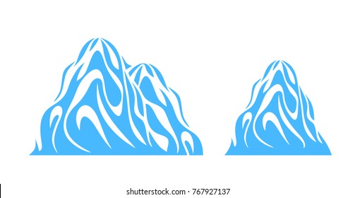 Glacier set mountain. Isolated mountain on white background