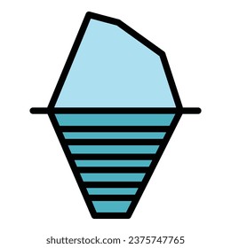 Glacier tip icon outline vector. Iceberg water. Arctic rock color flat