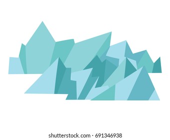 Glacier vector icons. Icelandic schematic landscape, isolated on white background