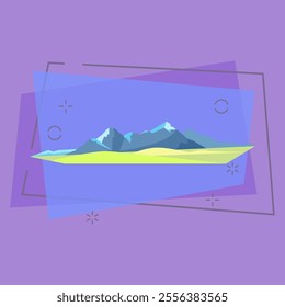 Glacier vector illustration. National park, rock, hiking. Mountains concept. Vector illustration can be used for topics like nature, landscape, geology