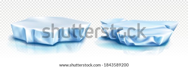 Glaciers,\
iceberg pieces, blue blocks of ice, frozen water and snow isolated\
on transparent background. Vector realistic set of cold arctic,\
polar or antarctic floes drifting in\
sea