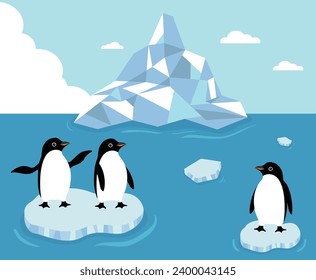 Glaciers and penguins on the sea