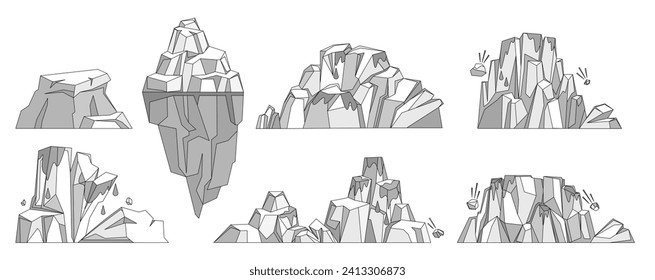 Glaciers vector illustration. Antarctic floes and glacial peaks symbolize purity Earths cold heart Glaciers, silent giants, bear witness to eternal dance nature Icy mountains and glaciers create