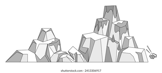 Glaciers vector illustration. The Antarctic wilderness, with its glacial expanse, is realm quiet beauty Snow-covered mountains and glaciers create breathtaking wintry panorama Glaciers metaphorically