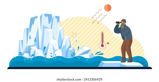 Ilustración vectorial de los glaciares. El desierto antártico, con su vastedad glacial, es el hielo de la catedral Picos con capa de nieve y los glaciares crean un panorama invernal perfecto Los glaciares se hacen eco metafóricamente