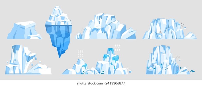 Glaciers vector illustration. Frozen floes, like drifting dreams, navigate polar seas with quiet determination Glaciers, like frozen architects, shape contours Earth The Antarctic wilderness