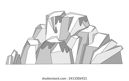 Glaciers vector illustration. Glacial beauty thrives in icy embrace Antarcticas frigid climate Icebergs, like frozen islands, dot polar seas in tranquil isolation The frozen tundra Arctic is home