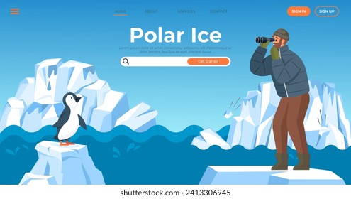 Glaciers vector illustration. Glacial ecosystems adapt to challenges frozen wilderness Natures wintry embrace blankets mountains in layer pristine snow Icebergs, like frozen sculptures, navigate polar