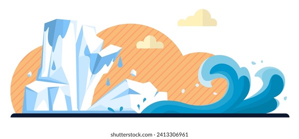 Glaciers vector illustration. Glaciers metaphorically echo whispers Earths frozen legacy The glacial concept illuminates interconnected dance frozen wonders Icy mountain peaks and glaciers paint