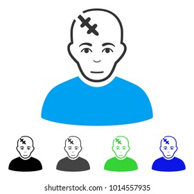 Glad Head Hurt vector pictogram. Vector illustration style is a flat iconic head hurt symbol with grey, black, blue, green color versions. Human face has happiness emotions.