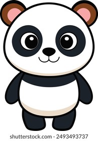 Glad Panda Colorful Cartoon Vector.