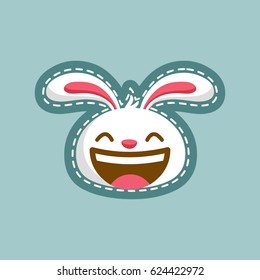 glad rabbit emoticon. unique expression of rabbit character