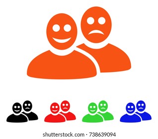 Glad And Sad People icon. Vector illustration style is a flat iconic glad and sad people symbol with black, orange, red, green, blue color variants. Designed for web apps and software interfaces.