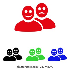 Glad And Sad People icon. Vector illustration style is a flat iconic glad and sad people symbol with black, red, green, blue color versions. Designed for web and software interfaces.