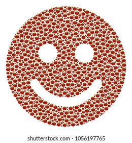 Glad Smile composition of tomato. Vector tomato items are grouped into glad smile illustration. Healthy vector illustration.