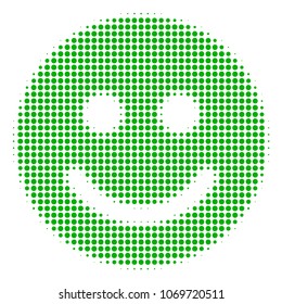 Glad Smile halftone vector icon. Illustration style is dotted iconic Glad Smile icon symbol on a white background. Halftone pattern is circle items.