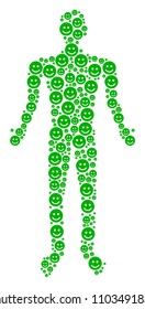 Glad smile man representation. Vector glad smile icons are combined into male composition.