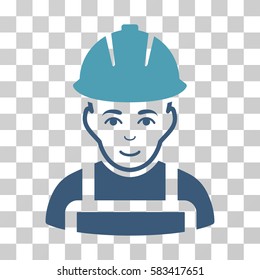 Glad Worker vector icon. Illustration style is flat iconic bicolor cyan and blue symbol on a transparent background.