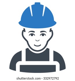 Glad Worker vector icon. Style is bicolor flat symbol, smooth blue colors, rounded angles, white background.