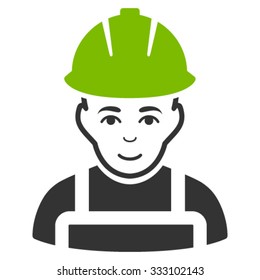 Glad Worker vector icon. Style is bicolor flat symbol, eco green and gray colors, rounded angles, white background.