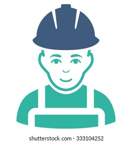 Glad Worker vector icon. Style is bicolor flat symbol, cobalt and cyan colors, rounded angles, white background.