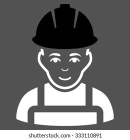 Glad Worker vector icon. Style is bicolor flat symbol, black and white colors, rounded angles, gray background.