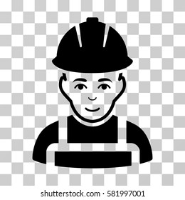 Glad Worker vector pictogram. Illustration style is flat iconic black symbol on a transparent background.