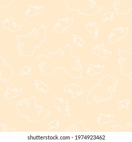 A glade of flowers on a beige background. Botanical bouquet. Design seamless pattern. Vector illustration. For wallpapers, backgrounds, textiles and postcards.