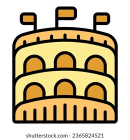 Gladiator amphitheater icon outline vector. Building ancient. Old stadium color flat