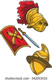 Gladiator arena fight items sword illustrations vector