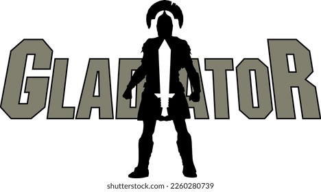 Logotipo del vector de iluminación de la lustración de Gladiator Fighter 