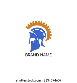 Gladiator gear logo template design. This logo was created by combining the designs of a gladiator helmet and gear. This logo is very suitable to be the identity of a brand or business and service