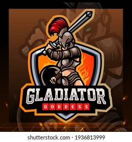 Gladiator goddess mascot. esport logo design