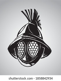 Gladiator Helm, Shadowed Medieval Object Illustration