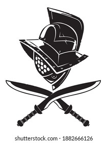 Gladiator Helm and Sword, Shadowed Illustration
