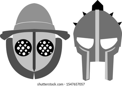 Gladiator helmet, ancient age, vektor, grey and black