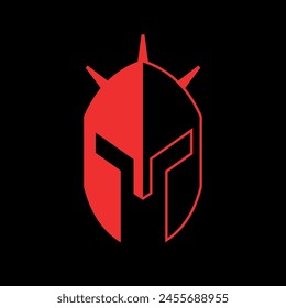 Gladiator helmet icon. Iron armor of a warrior or knight. Symbol of battle or troops, army. Bronze helmet of a Roman warrior or Spartan.