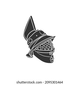 Gladiator Helmet Icon Silhouette Illustration. Military Head Army Vector Graphic Pictogram Symbol Clip Art. Doodle Sketch Black Sign.