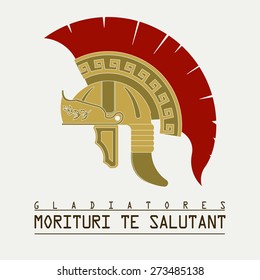 Gladiator helmet  logo, Ancient Roman legionnaire icon. War and military, Greek Warrior, spartan heroic soldier - vector