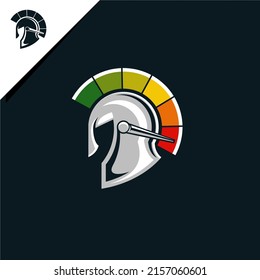 gladiator helmet logo and speedometer, for business or icon