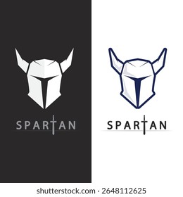 Gladiator Helmet Logo Vector Illustration with Shield and Warrior Battle Concept