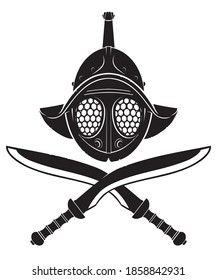 Gladiator Helmet und Schwert Silhouette